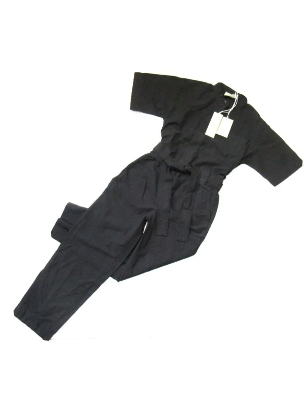 NWT Everlane The Fatigue Short-Sleeve Jumpsuit in Black Belted Cotton Utility 6